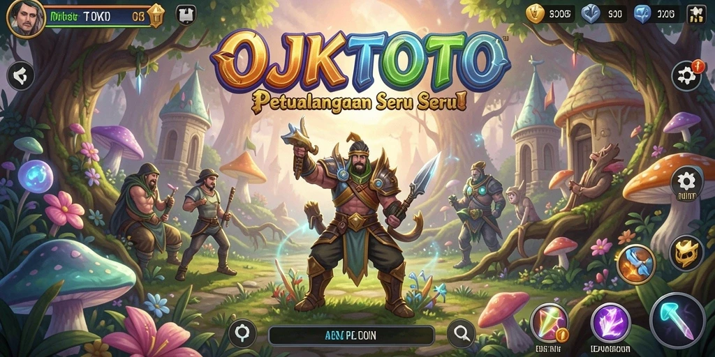 Tampilan gameplay OJKTOTO yang menampilkan karakter menjelajahi dunia petualangan.