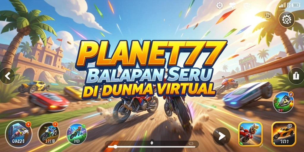 Tangkapan layar dari gameplay balapan yang mendebarkan di PLANET77.