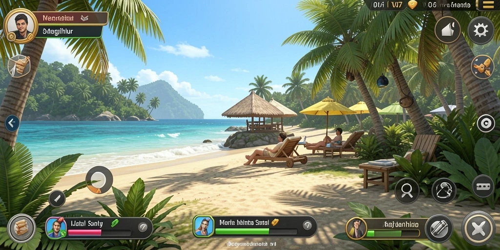 Screenshot utama V07 yang menampilkan gameplay santai dan menyenangkan.
